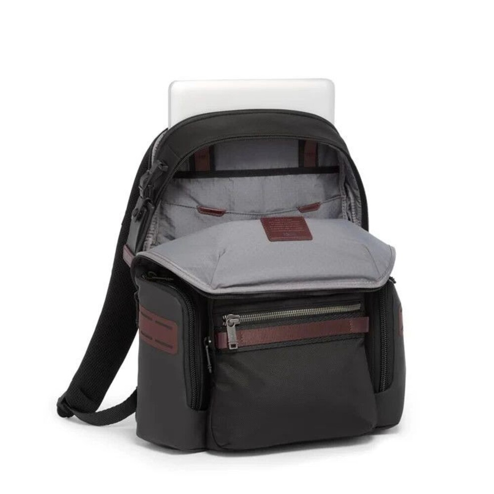 TUMI Backpack Alpha Bravo Navigation Black Burgundy Laptop Travel Business $575 - Picture 2 of 9